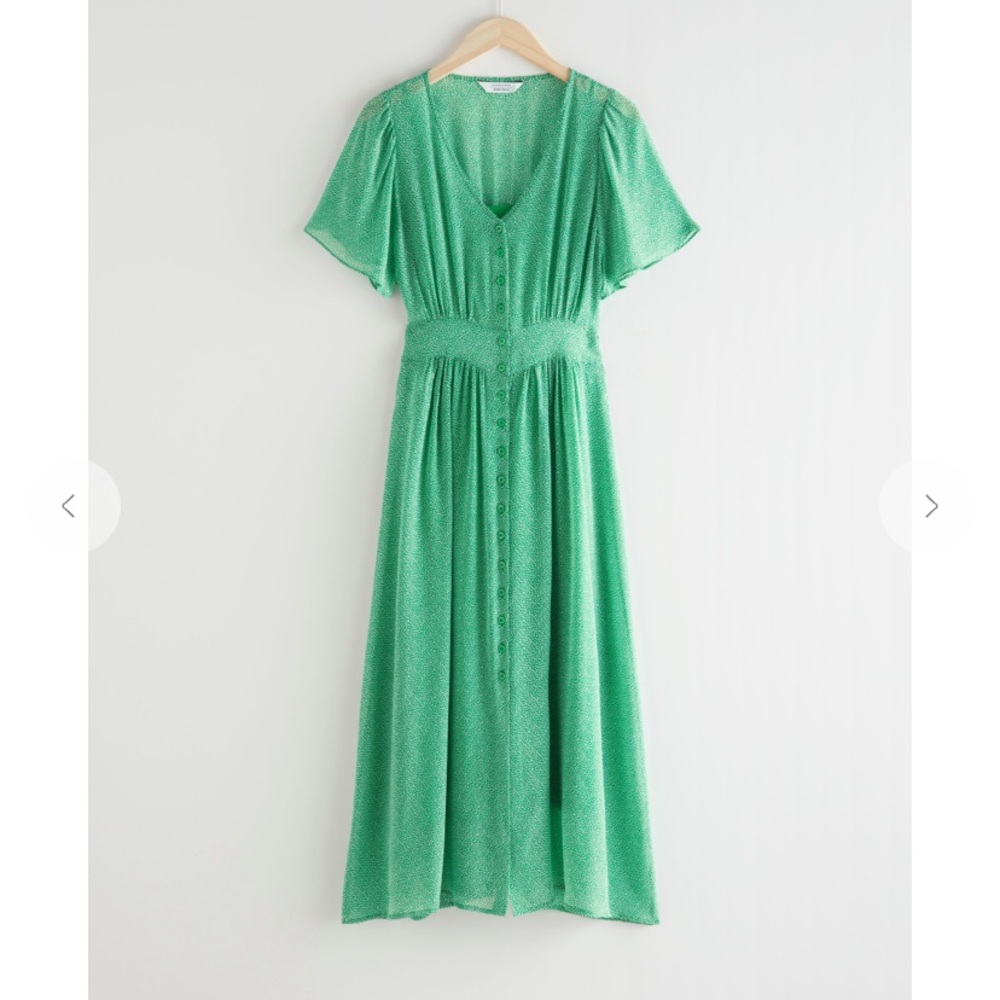 NEW & Other Stories Green print midi dress